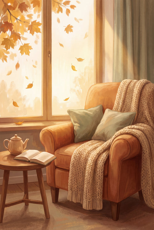 Autumn Reading Armchair Art Print