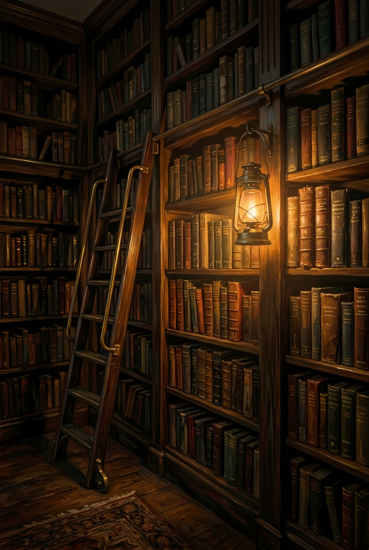 Midnight Library Canvas | Dark Academia Library Wall Art