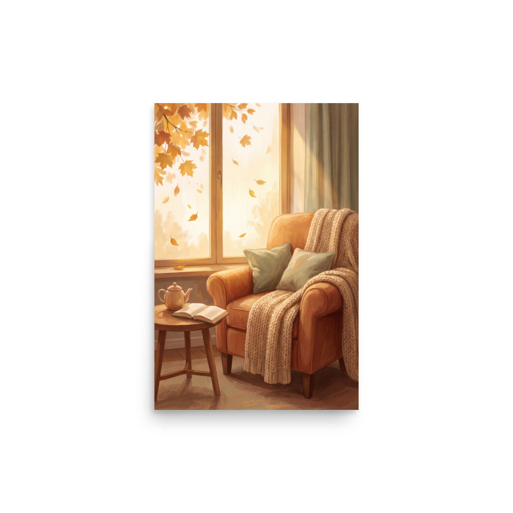 Autumn Reading Armchair Art Print