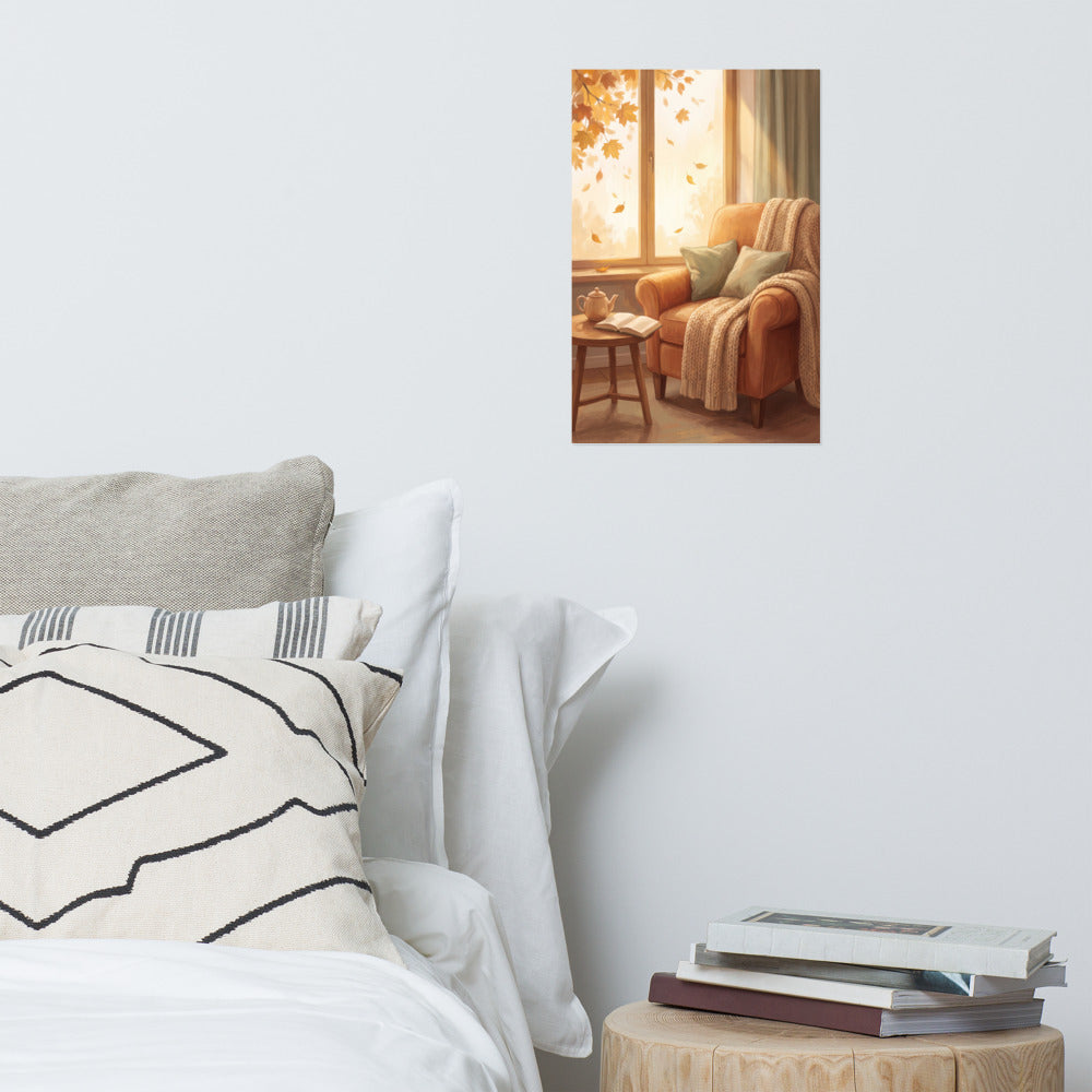 Autumn Reading Armchair Art Print