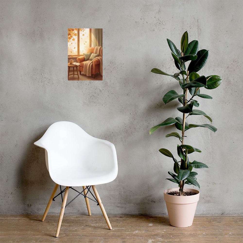 Autumn Reading Armchair Art Print
