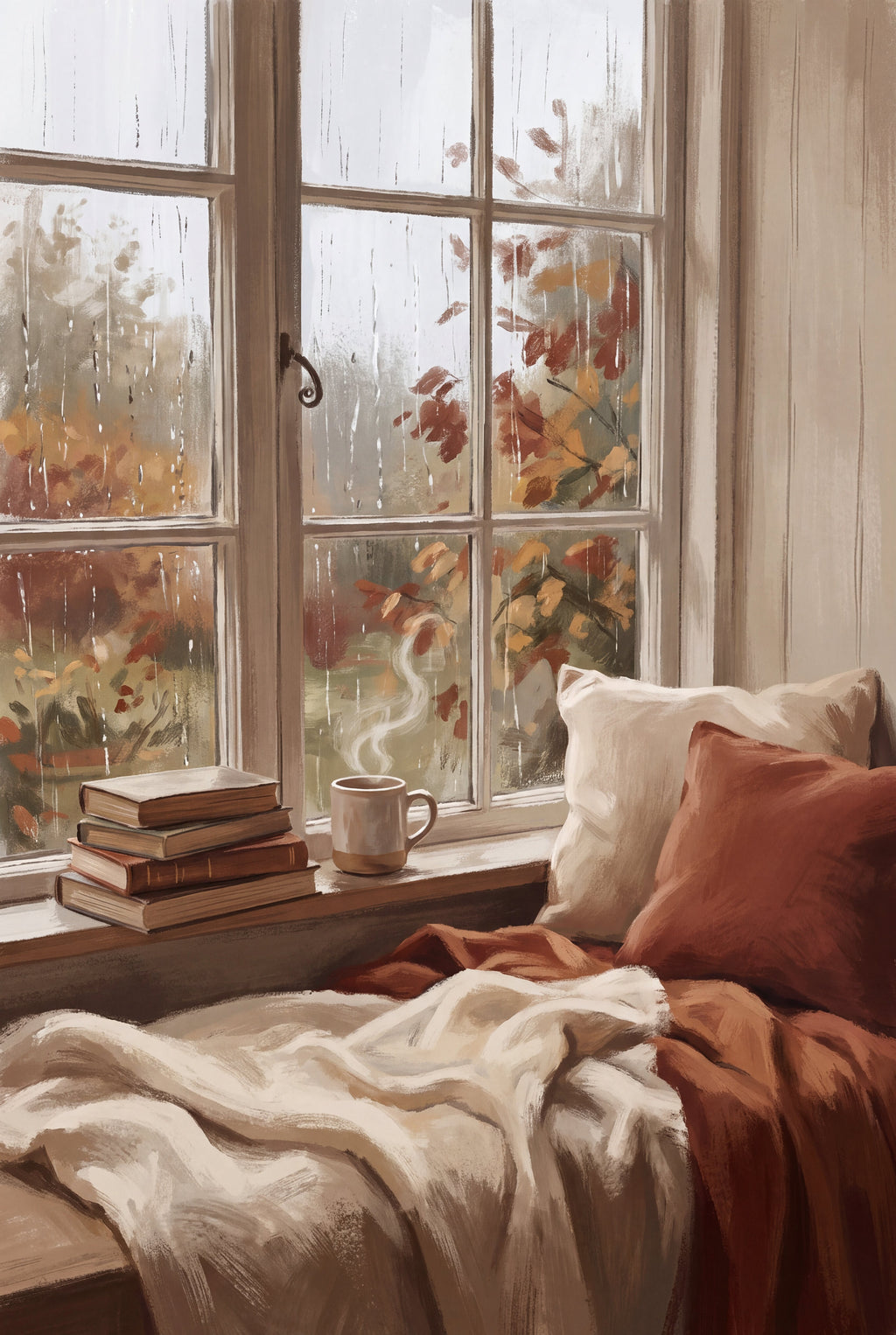 Rainy Window Reading Art Print