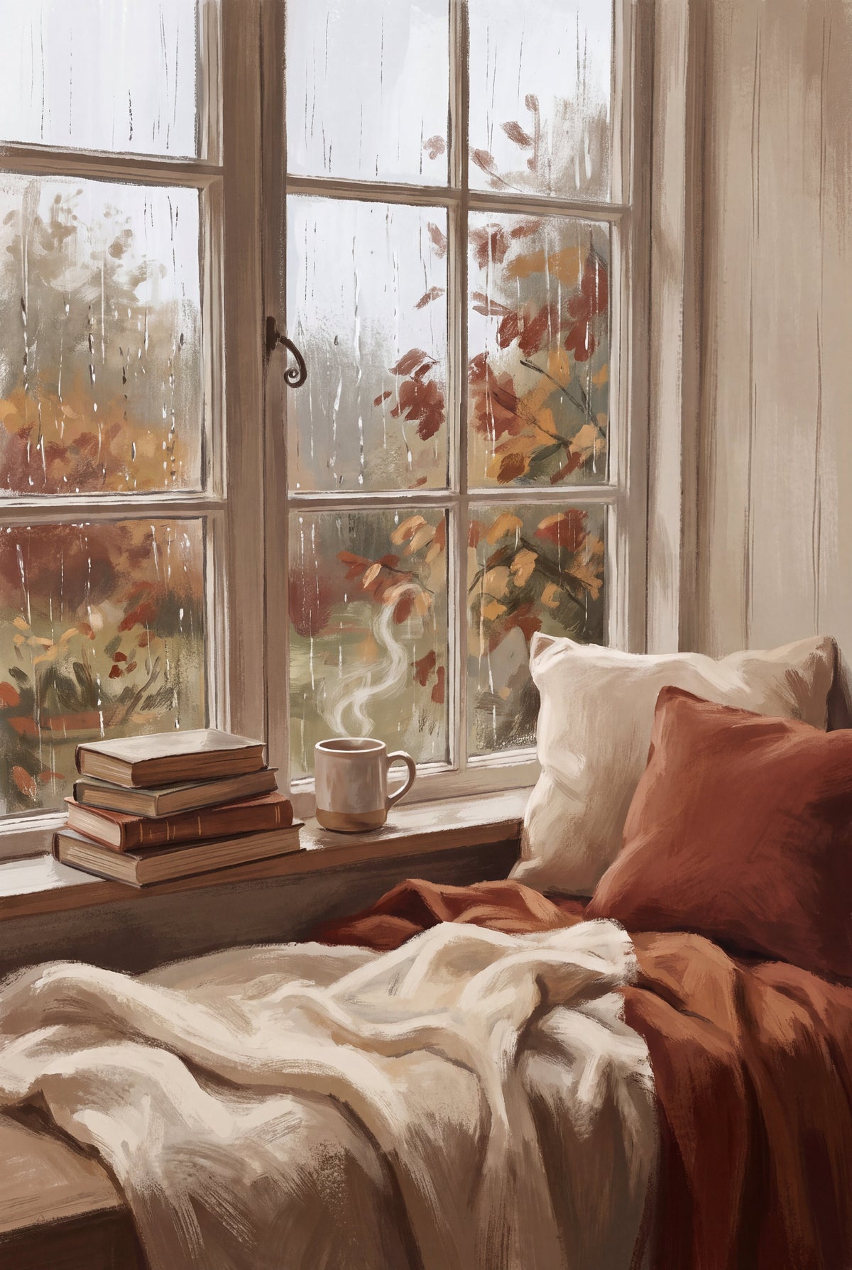 Rainy Window Reading Art Print